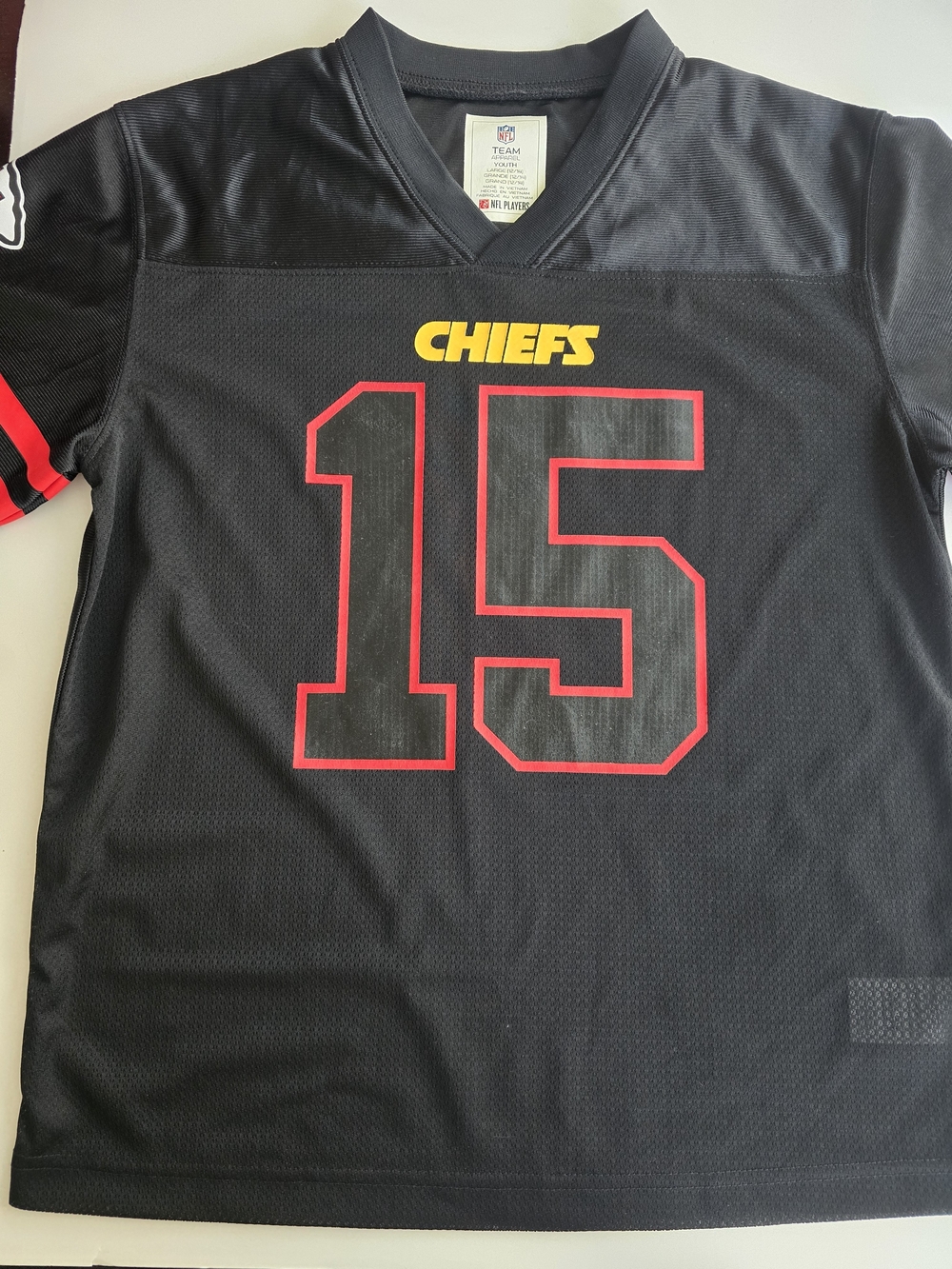 NFL Rare Kansas City Chiefs Patrick Mahomes #15 Youth Black And  Red Jersey